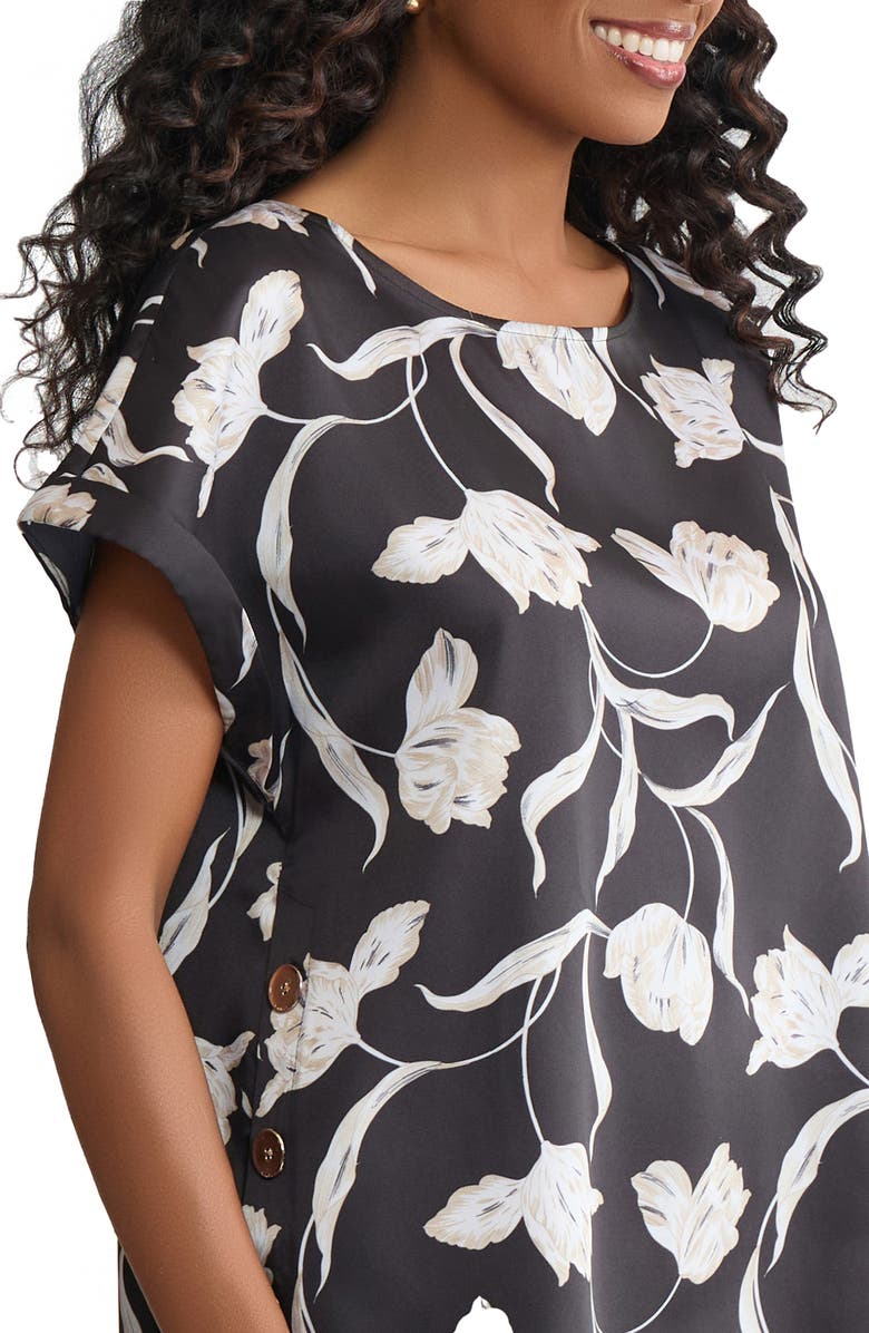 Jones New York Floral Side Button Top, Alternate, color, 