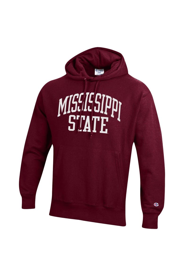 Men's Champion Maroon Mississippi State Bulldogs Team Arch Reverse Weave Pullover Hoodie, Alternate, color, Maroon