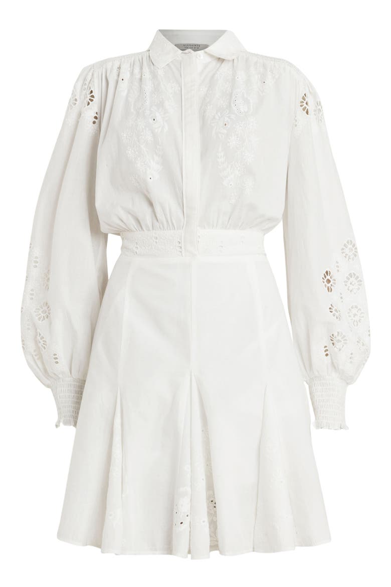 Keeley Broderie Long Sleeve Dress, Alternate, color, CHALK WHITE