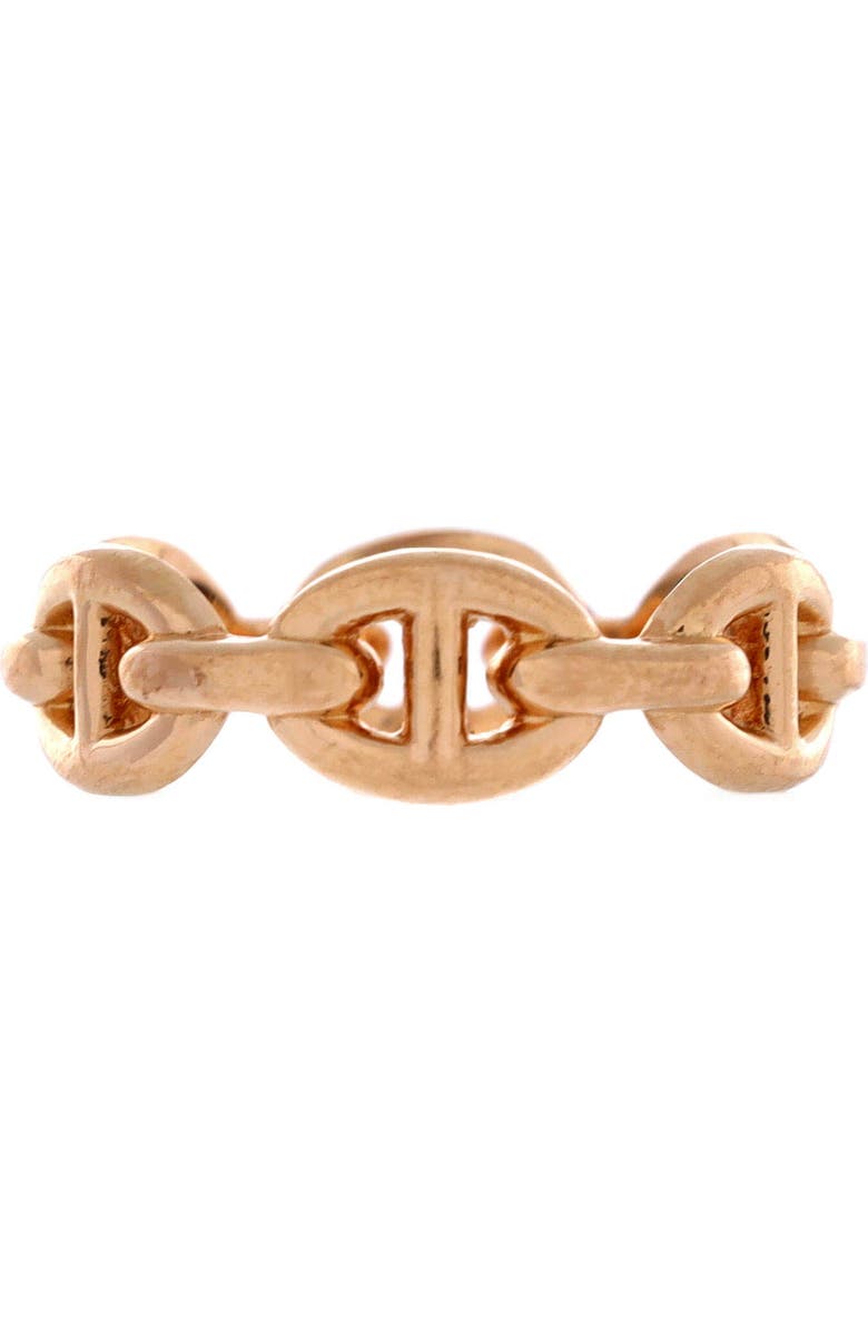 Pre-Owned Hermes Chaine d'Ancre Enchainee Ring 18K Rose Gold Small, Main, color, Rose Gold