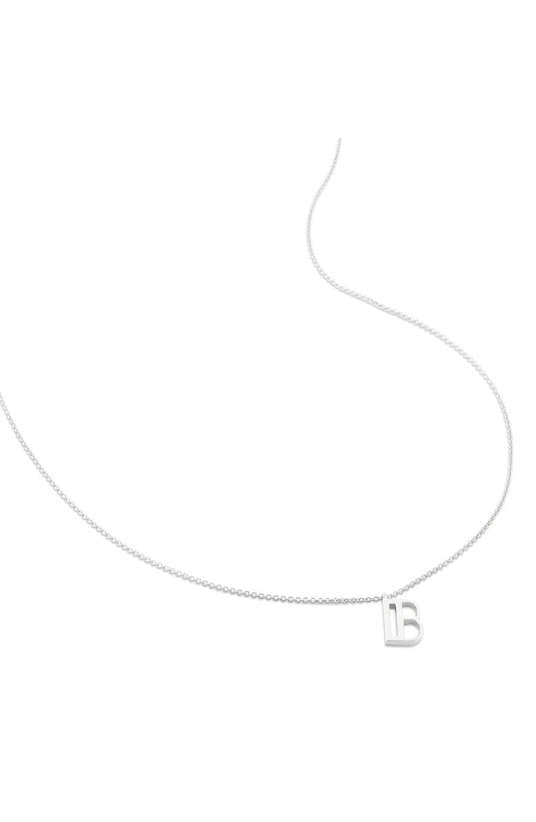 Monica Vinader Initial Pendant Necklace, Main, color, Sterling Silver - B