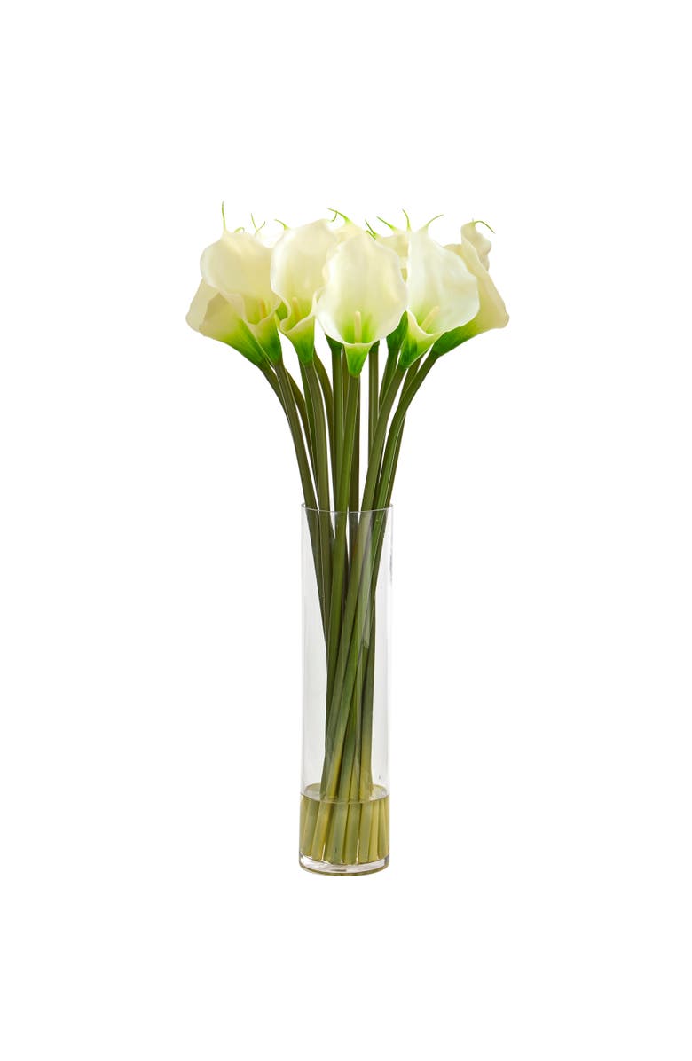 NEARLY NATURAL 28-in Calla Lily Artificial Arrangement, Main, color, White