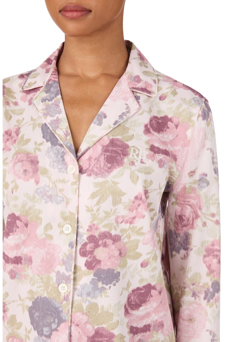 Print Cotton Blend Pajamas, Alternate, color, PINK FLORAL