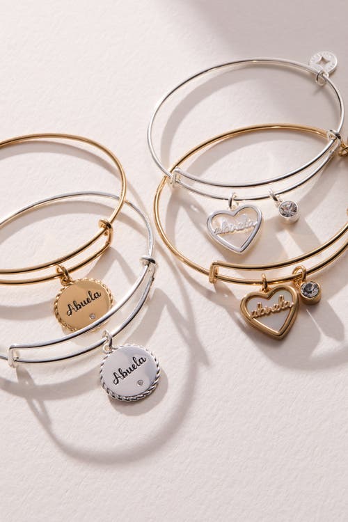 Alex And Ani Abuela Mother Of Pearl Heart Bangle Bracelet Duo In Gold