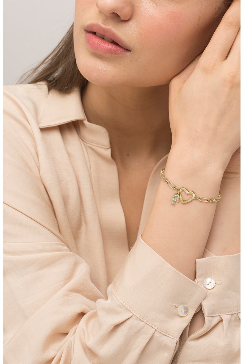 Elyse Heart Link Bracelet, Alternate, color, GOLD