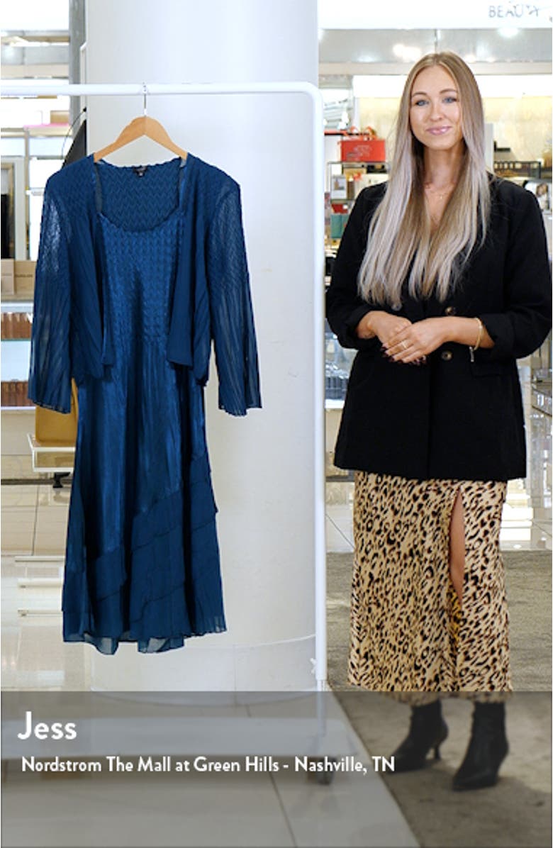 Ruffle Tiered Chiffon & Charmeuse Cocktail Dress with Jacket, sales video thumbnail