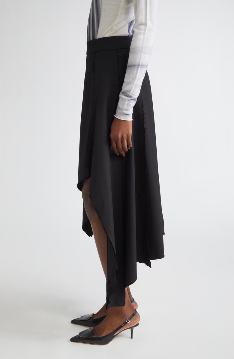 Jason Wu Collection Inverted Seam Suiting Wool Asymmetric Midi Skirt, Alternate, color, Black