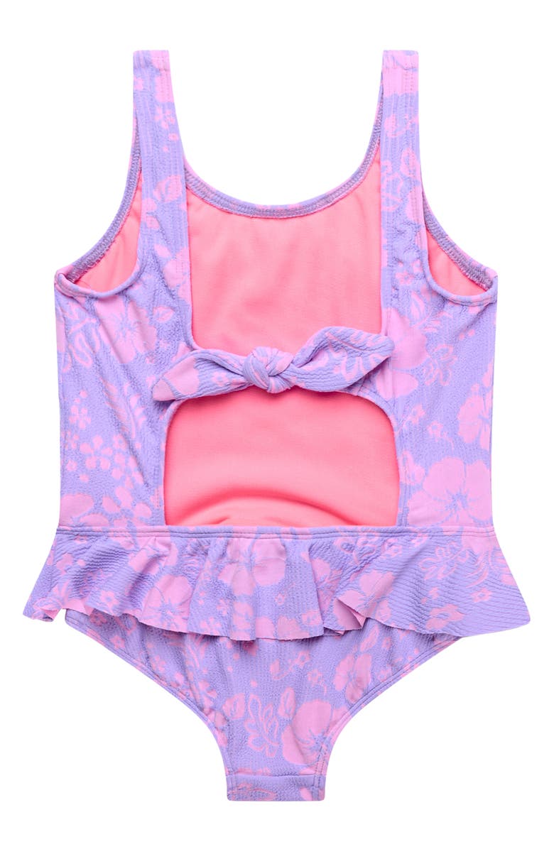 Beach Lingo Kids' Hibiscus Textured One-Piece Swimsuit, Alternate, color, 