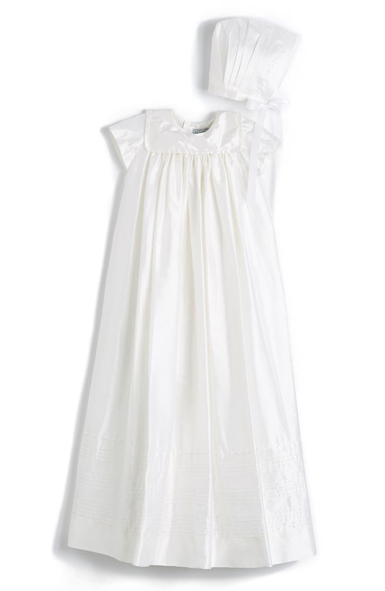 Isabel Garreton 'Traditional' Silk Christening Gown & Bonnet, Main, color, 