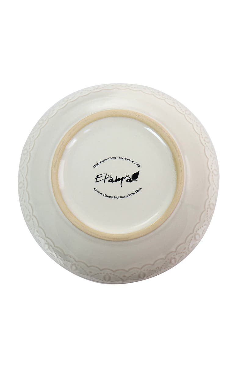 Elama White Lace 16 Piece Luxurious Stoneware Dinnerware with Complete Setting for 4, Alternate, color, White