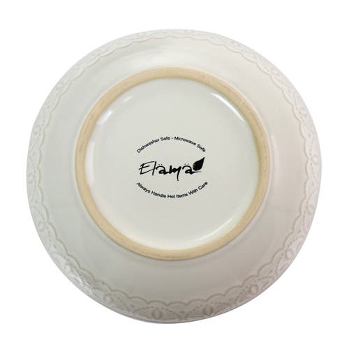 Elama White Lace 16 Piece Luxurious Stoneware Dinnerware With Complete Setting For 4 In White