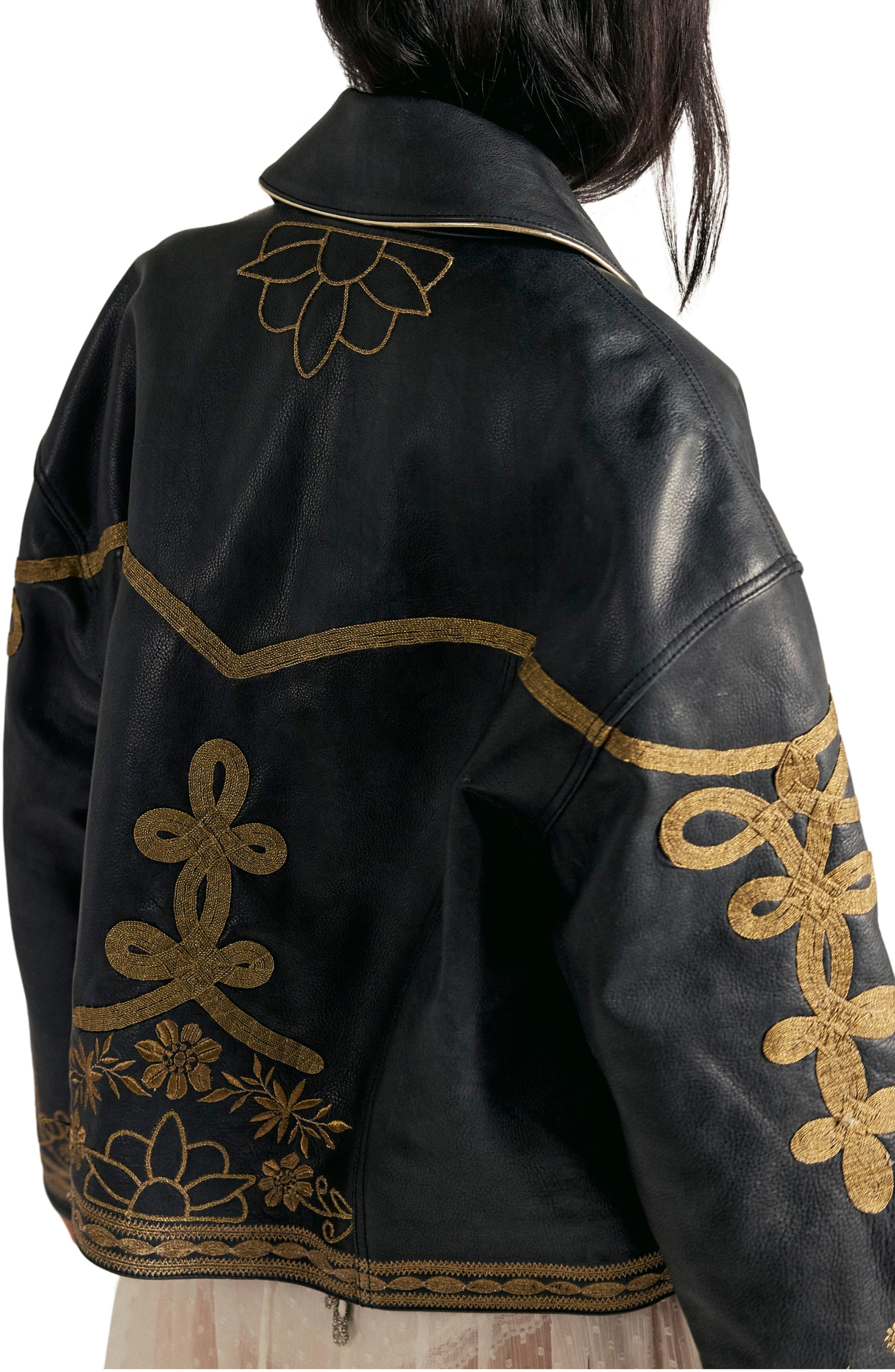 Lana Embroidered Leather Jacket - image 2