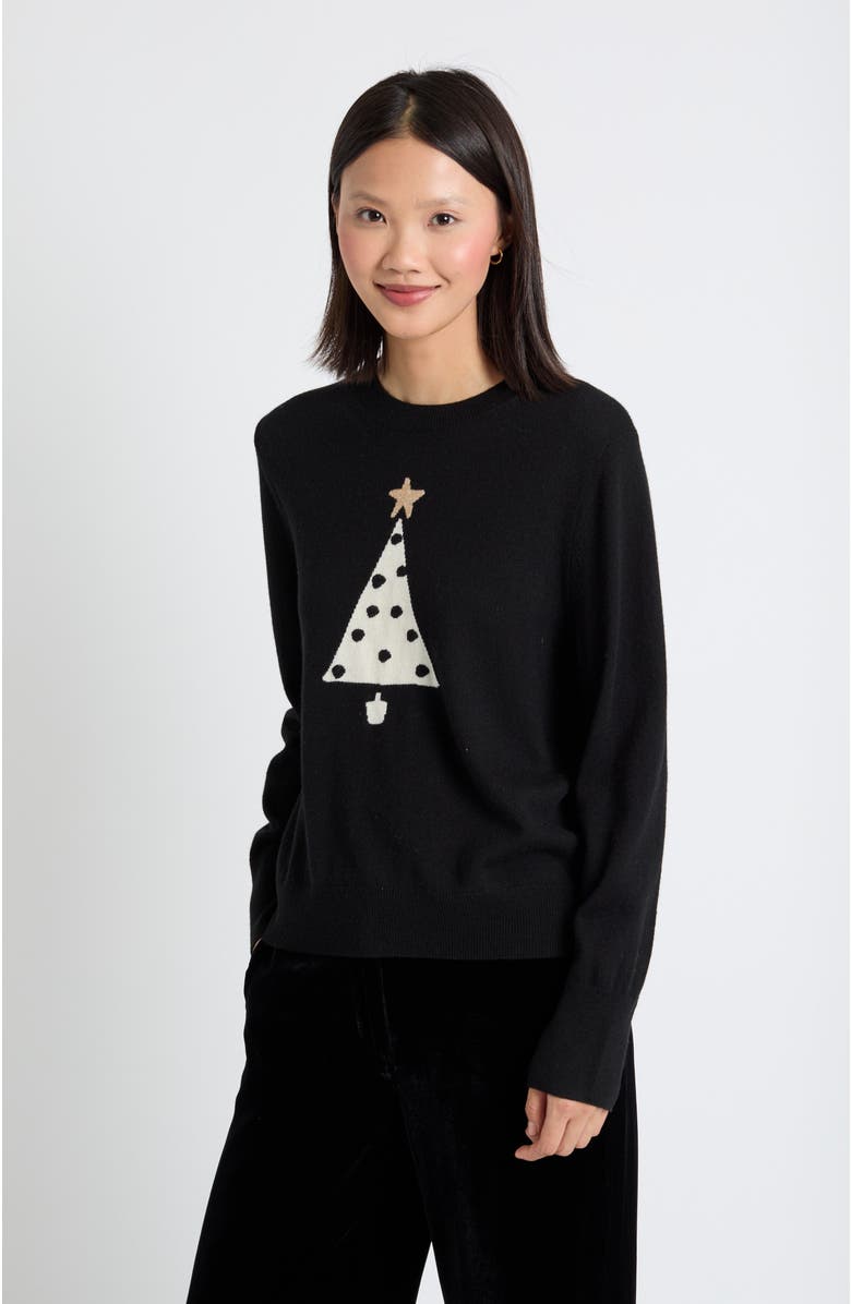 Chinti & Parker Wool-Cashmere Xmas Tree Sweater, Main, color, Black