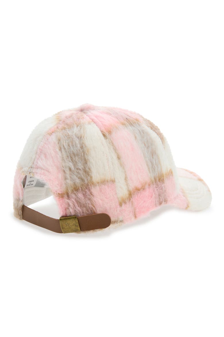 Brushed Plaid Adjustable Baseball Cap, Alternate, color, PINK - IVORY