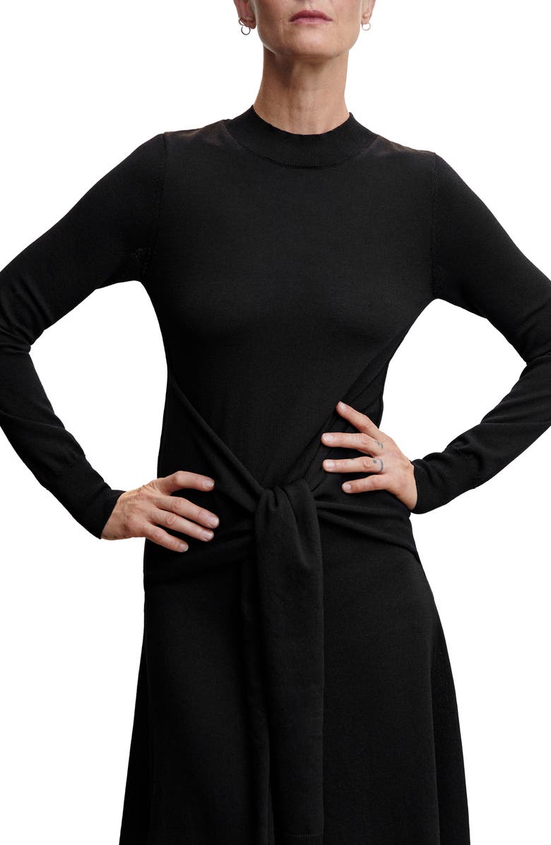 MANGO Bow Front Long Sleeve Sweater Dress | Nordstrom