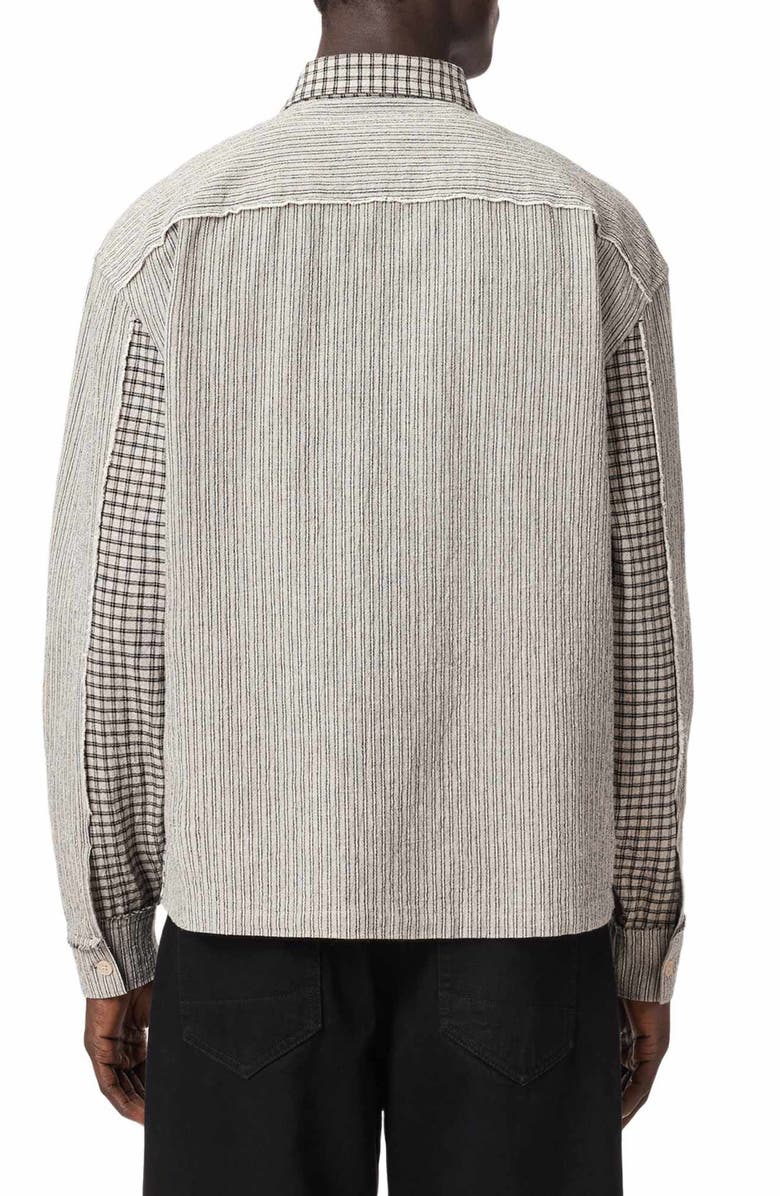 AllSaints Kage Mix Print Button-Up Shirt, Alternate, color, Oat White