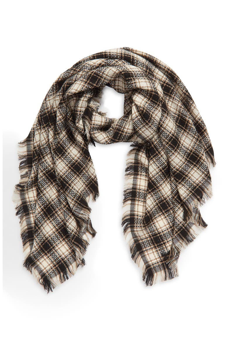 Plaid Burlap Scarf, Alternate, color, IVORY BOYFRIEND CHECK