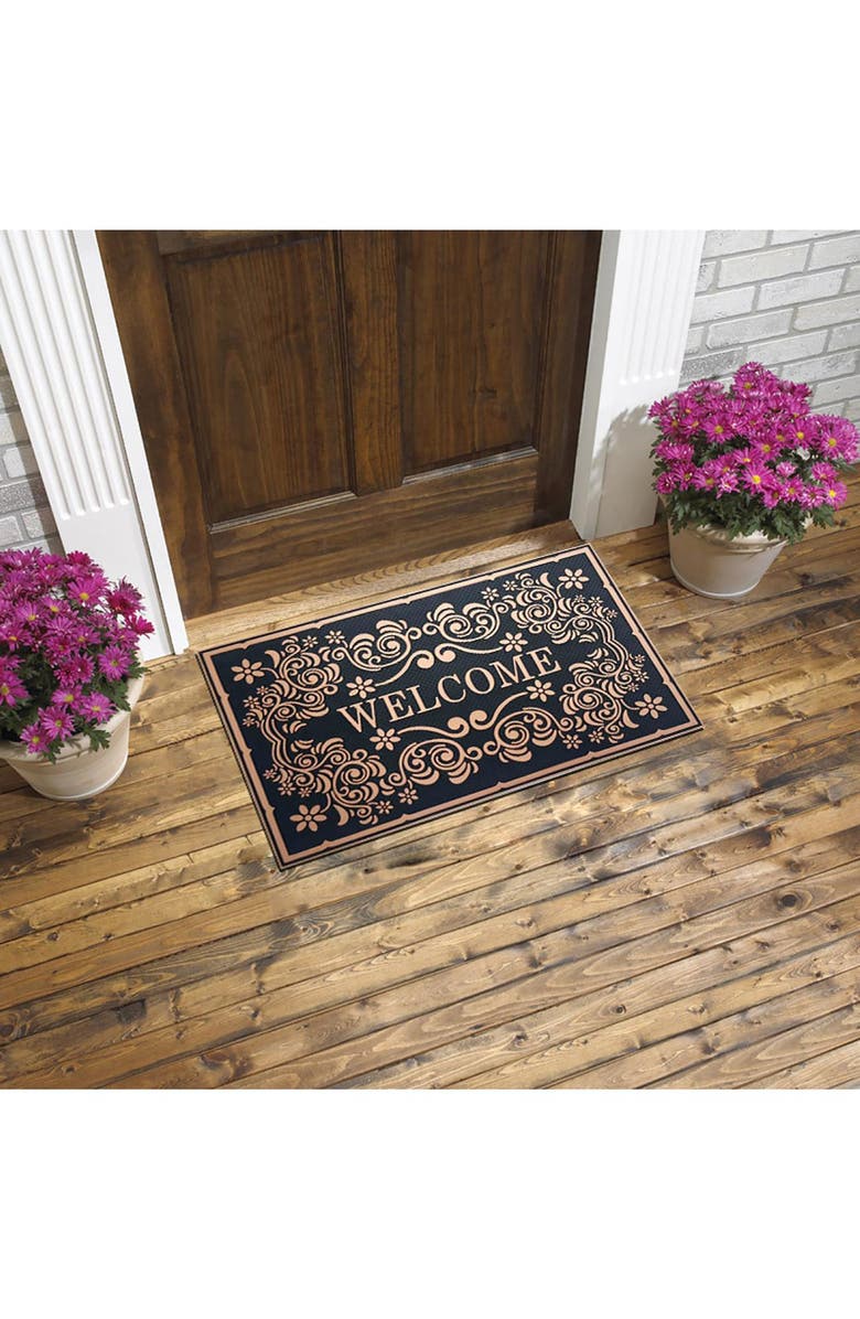 J AND V TEXTILES Welcome Outdoor Mat, Alternate, color, Valentini Bronze