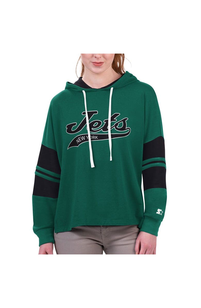 STARTER Women's Starter Green New York Jets Bump And Run Long Sleeve Hoodie T-Shirt, Main, color,
