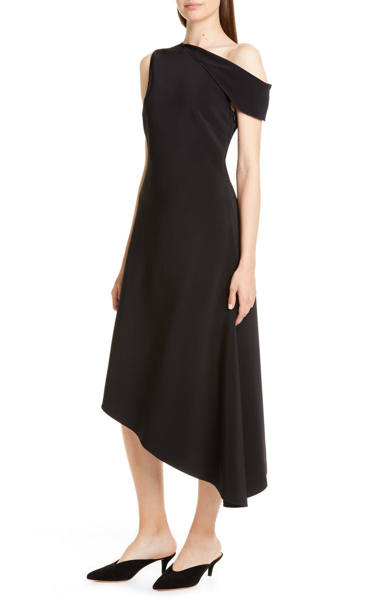 Rosetta Getty One-Shoulder Asymmetrical Midi Dress, Alternate, color, 