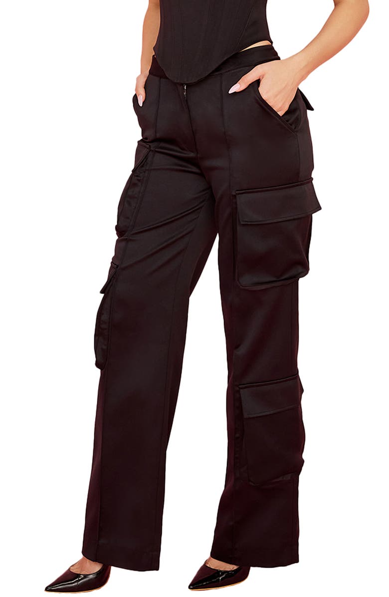 HOUSE OF CB Daria Cargo Satin Trousers, Main, color,