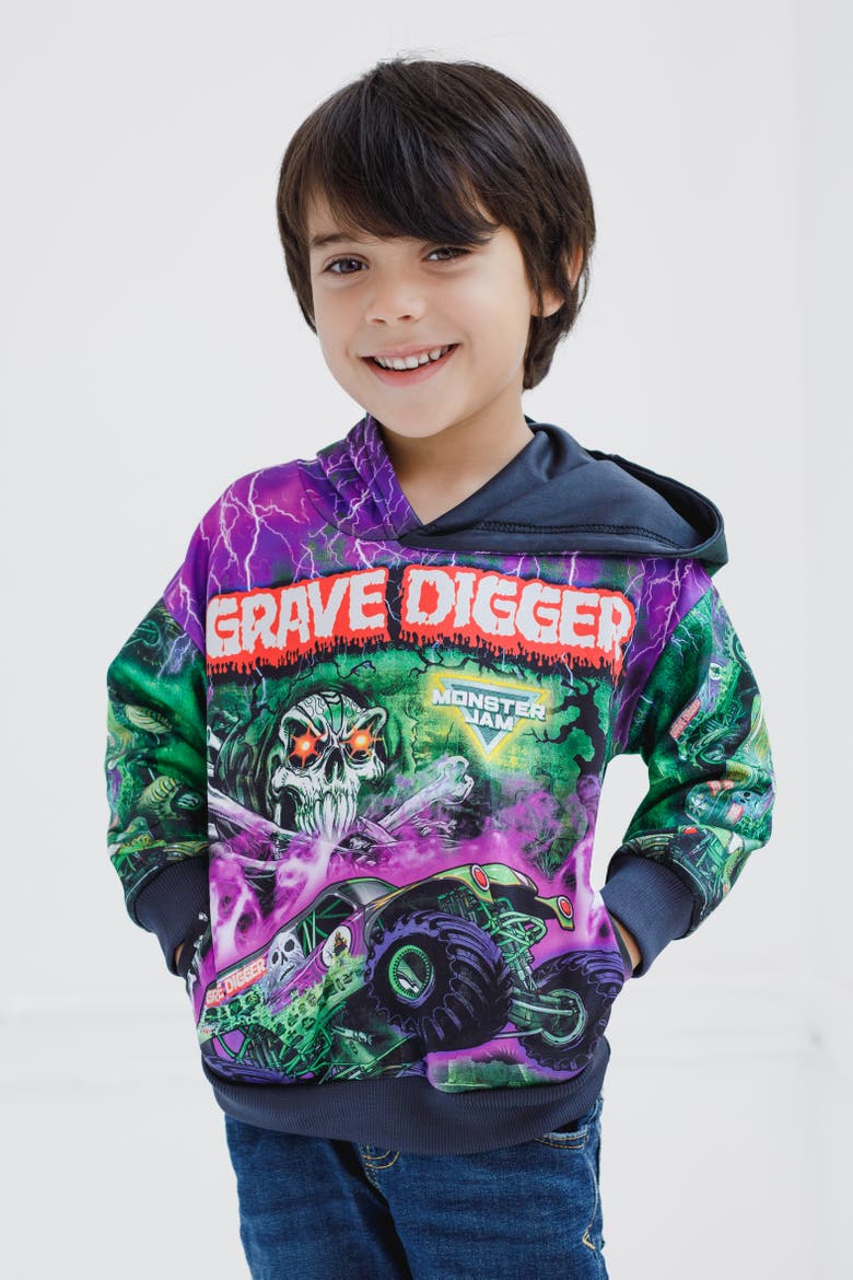 Fleece Hooded Sweatshirt, Alternate, color, Green Grave Digger