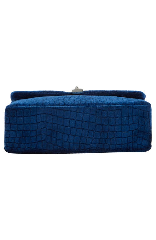 Kurt Geiger London Brixton Velvet Shoulder Bag In Blue
