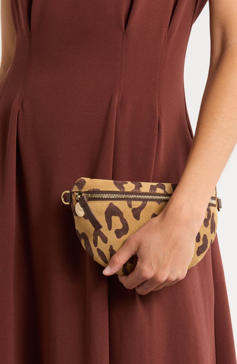 Clare V. Petite Pablo Cat Suede Belt Bag, Alternate, color, Lark/ Brown