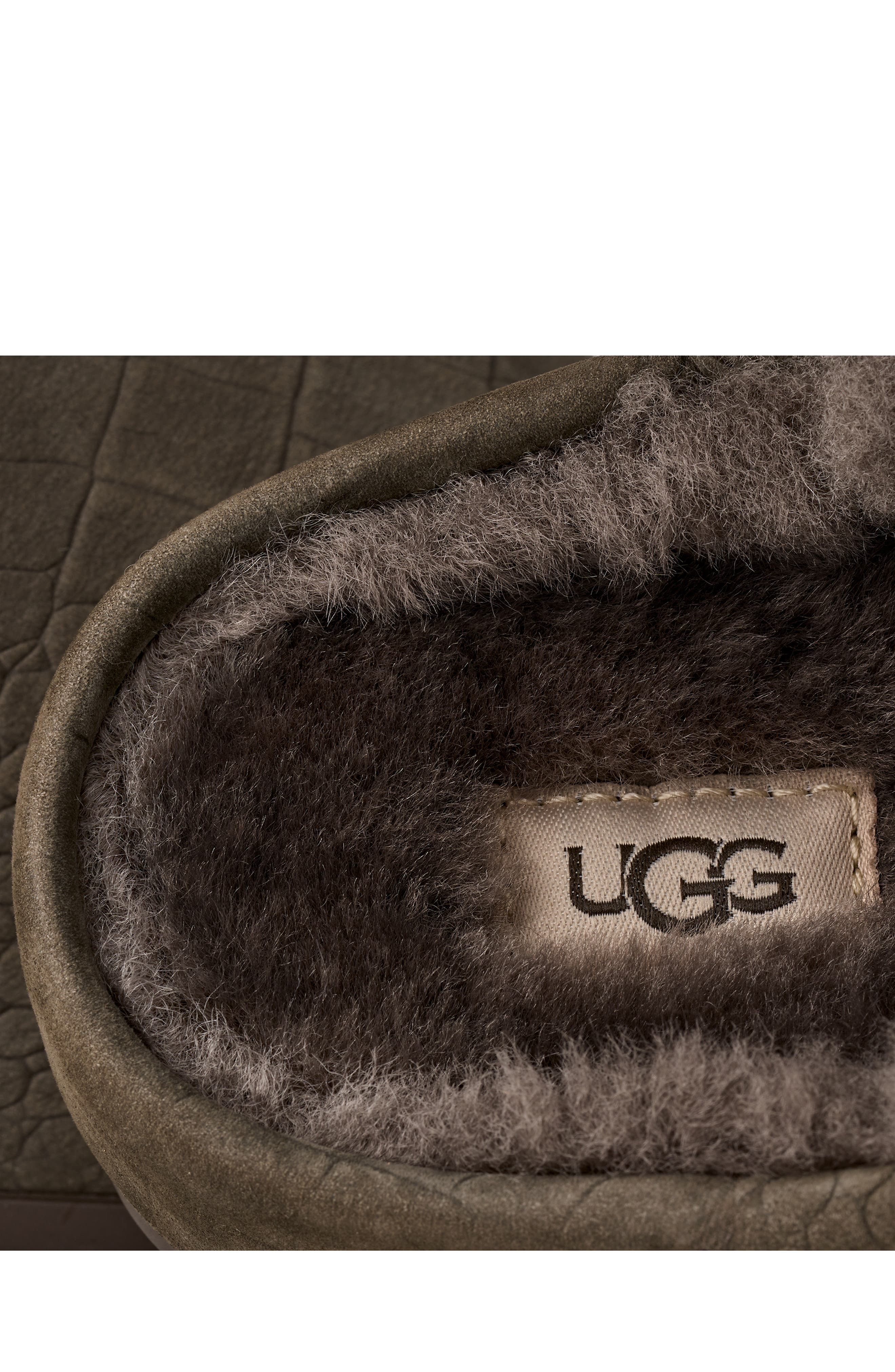 UGG<sup>®</sup> Elea Croc Embossed Suede Slipper, Alternate, color, Dense Smoke