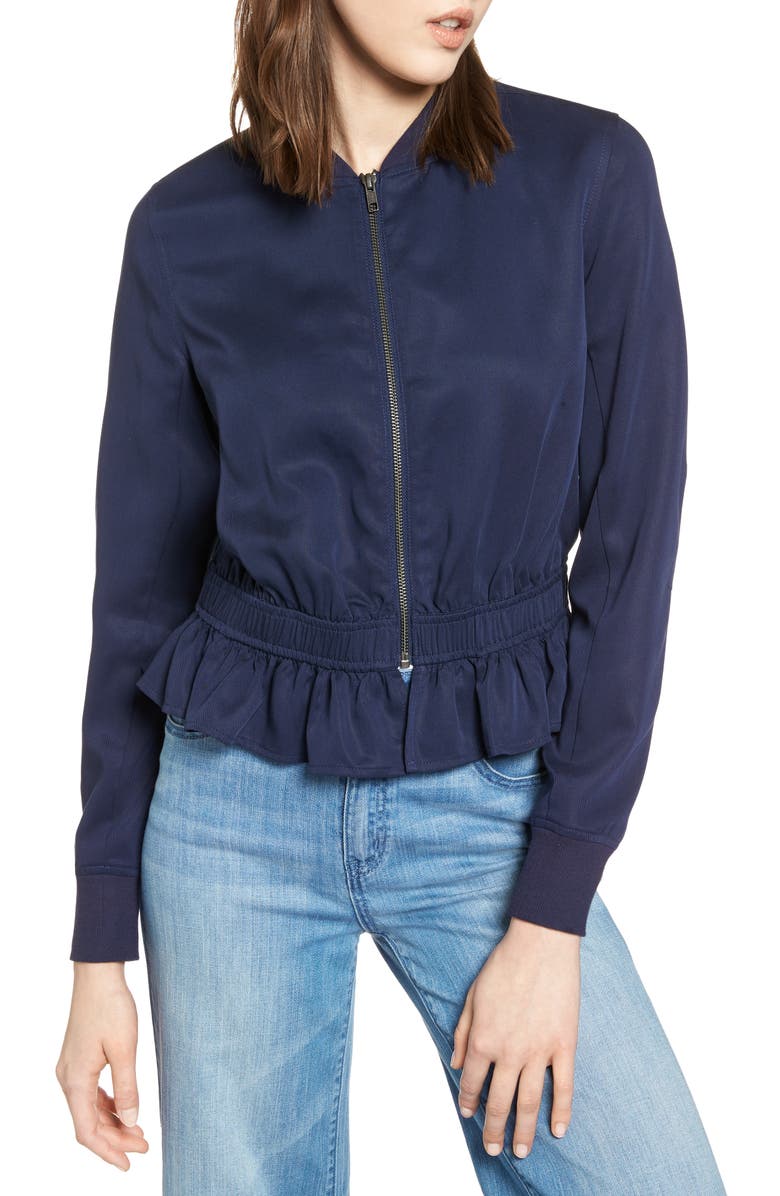 Halogen<sup>®</sup> Ruffle Hem Zip Front Jacket, Alternate, color,