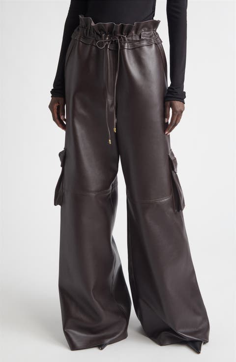 Utility Wide Leg Leather Pants