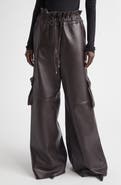 LaQuan Smith Utility Wide Leg Leather Pants