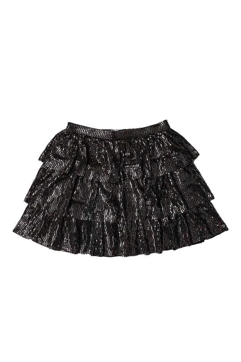 Kids' Metallic Tiered Skirt, Main, color, BLACK