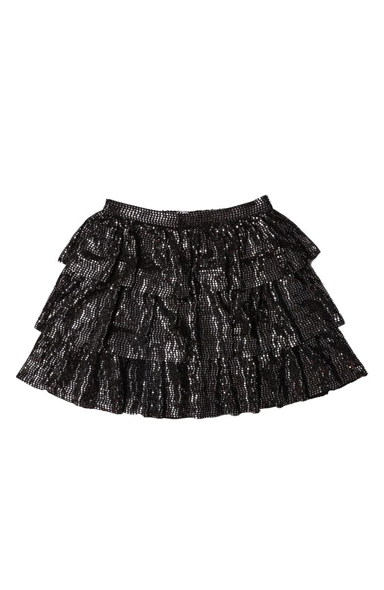 MIA New York Kids' Metallic Tiered Skirt, Main, color, Black