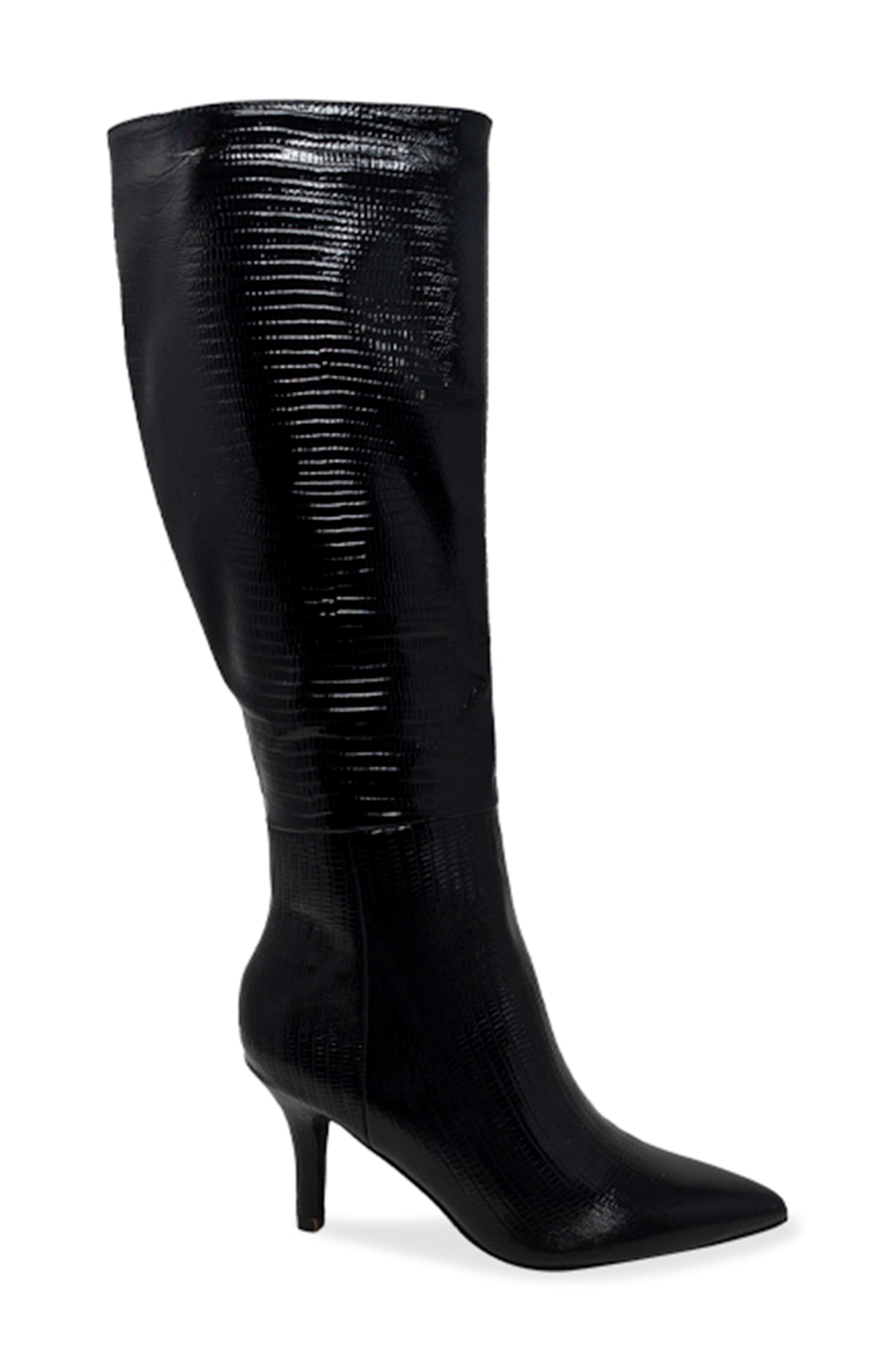 CHASE AND CHLOE Pointed Toe Mid-Calf Boot, Alternate, color, Black Pu