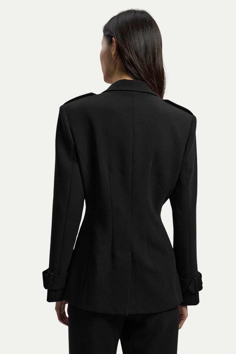 Petite Military Single Breasted Blazer, Alternate, color, Black