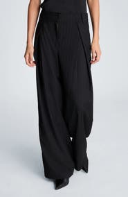 Kenneth Cole Crossover Pleat Pinstripe Wide Leg Pants