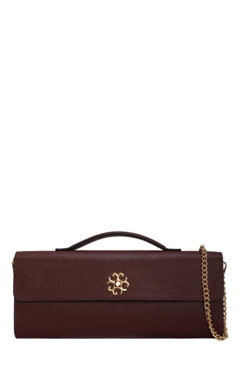 Top Handle Rectangle Leather Crossbody Bag