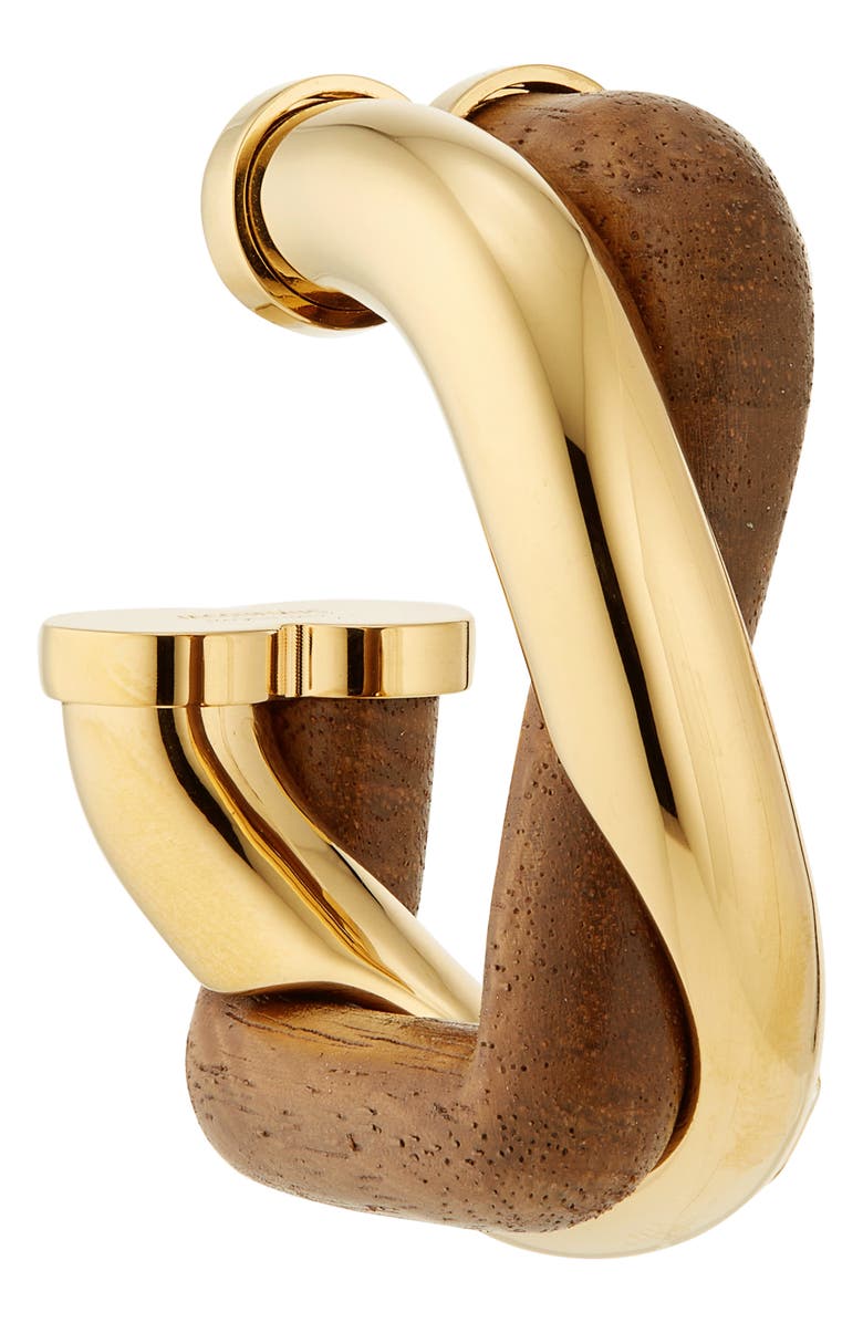 Jacquemus Les Boucles Doppio Hoop Earrings, Alternate, color, Gold / Brown 282