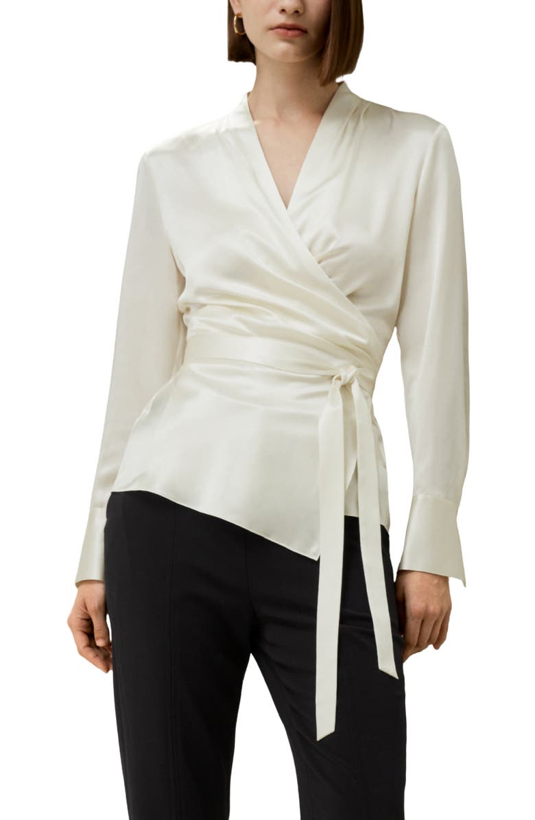 Lilysilk Silk Wrap Blouse, Main, color, Lily White