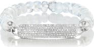 Sheryl Lowe Small Diamond Id Tag On Rainbow Moonstone Bead Bracelet