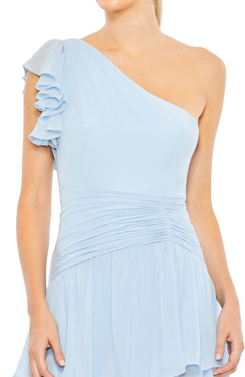 MAC DUGGAL MAC DUGGAL RUFFLE TIERED ONE FLUTTER SLEEVE GOWN