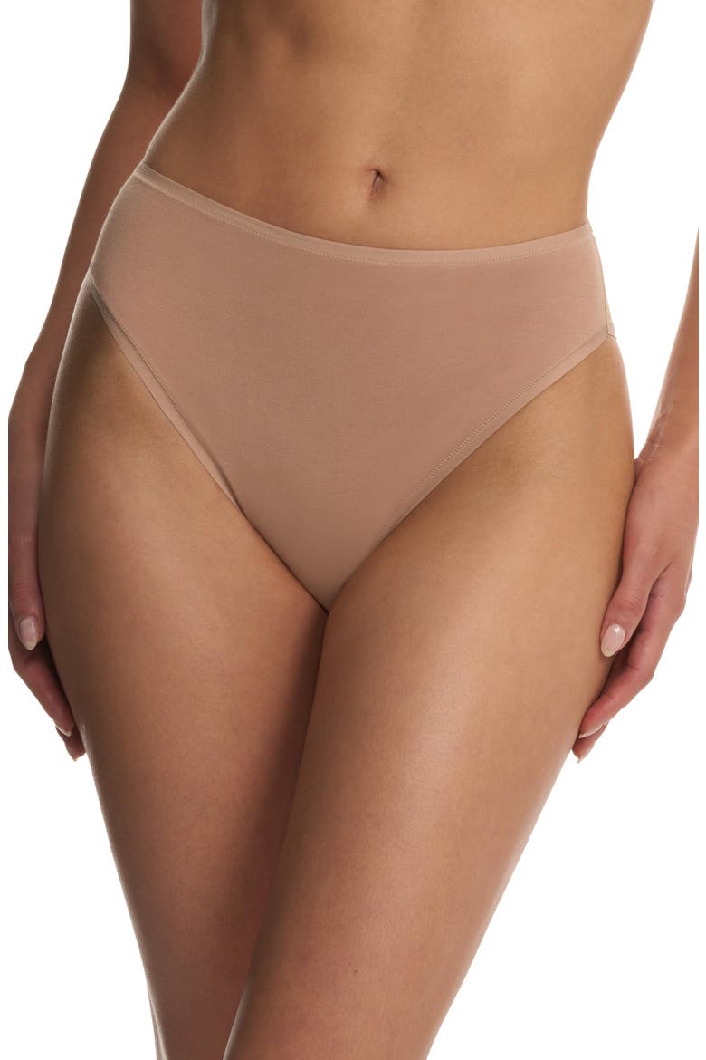 Bliss Bare Cotton High Cut Brief 3-Pack, Alternate, color, Lt Grey Heathr/Buff/Peach Whip