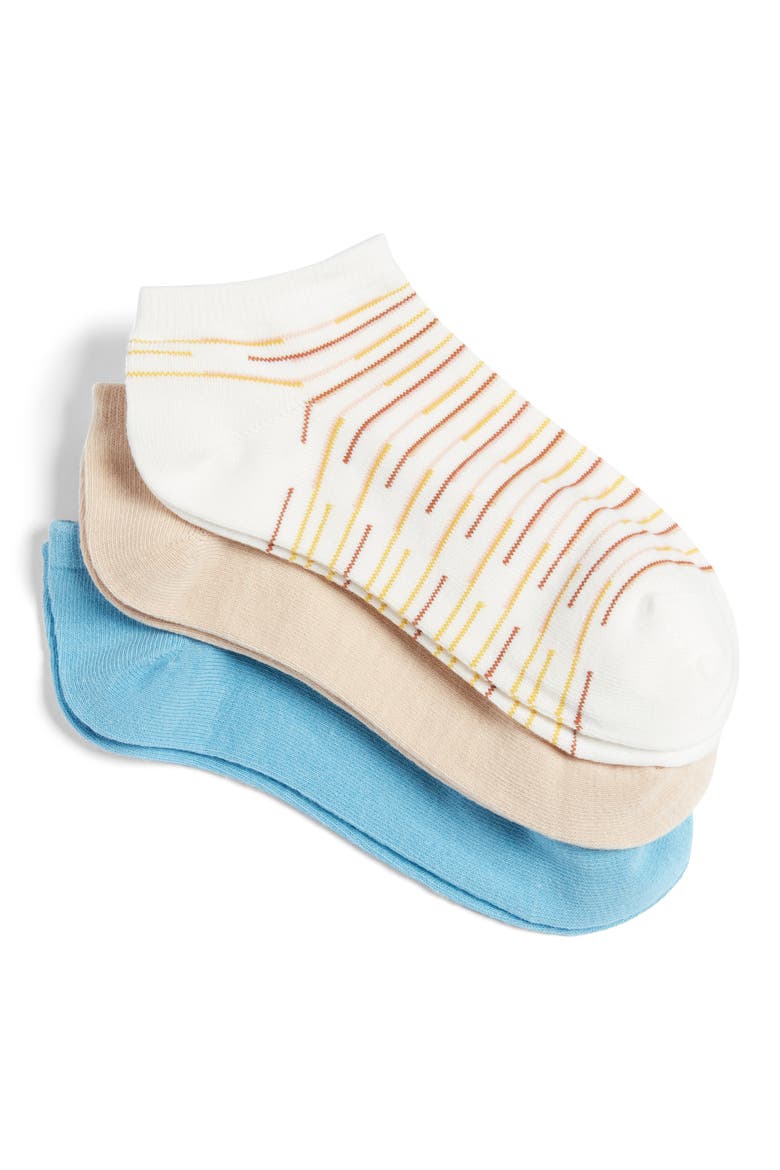 3-Pack Ankle Socks, Main, color, WHITE SNOW STRIPE MULTI