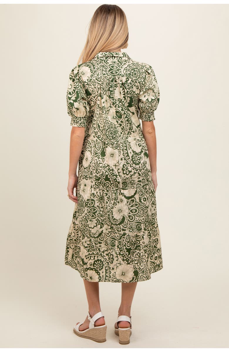 PinkBlush Floral Collared Tiered Midi Dress, Alternate, color, Olive Green