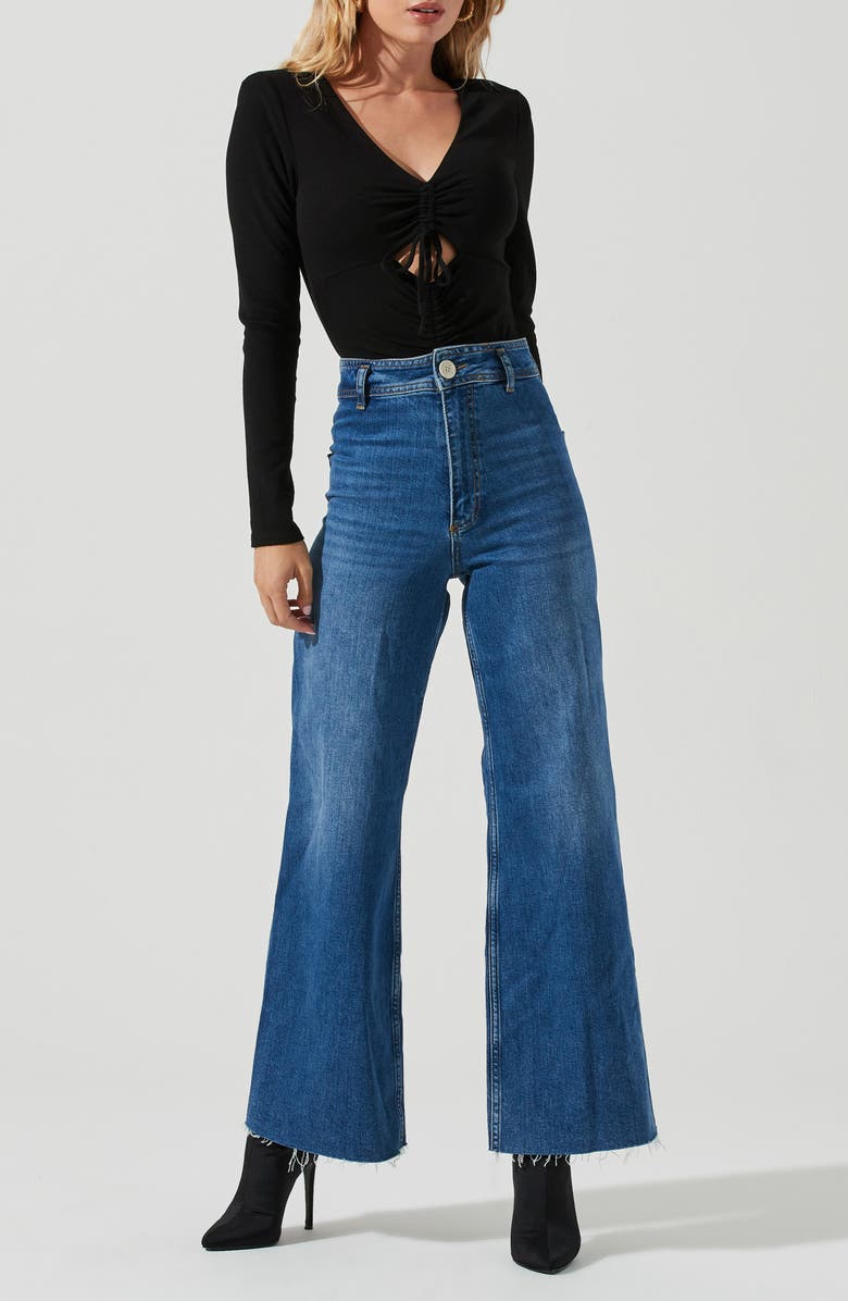 ASTR the Label Cinched Cutout V-Neck Bodysuit, Alternate, color, 