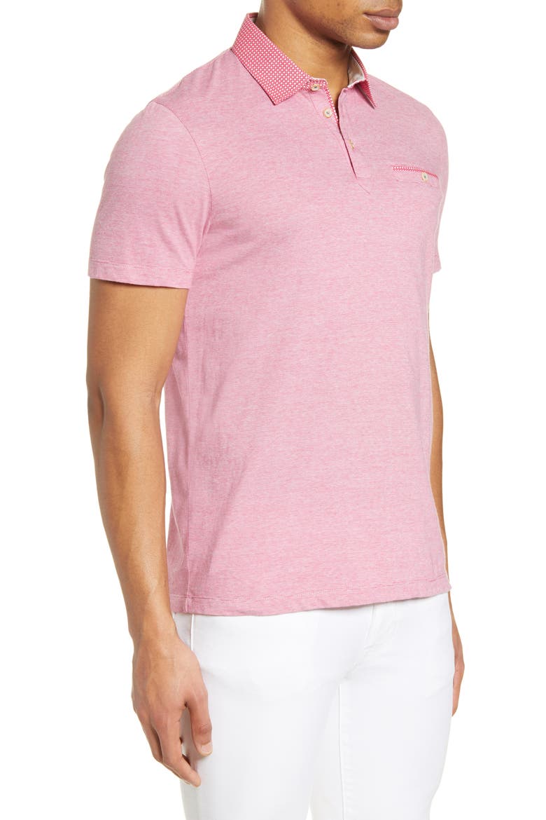 Gwack Slim Fit Pinstripe Pocket Polo, Alternate, color, DEEP PINK