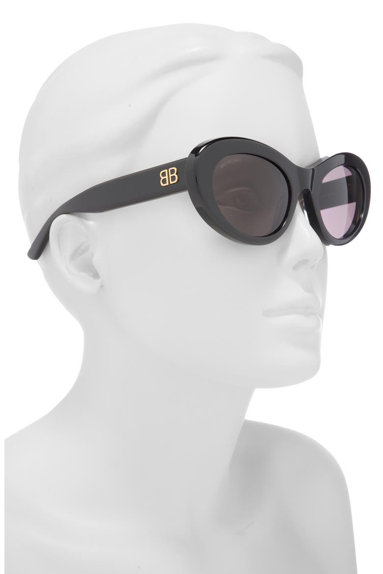 55mm Oval Sunglasses, Alternate, color, BLACK BLACK GREY
