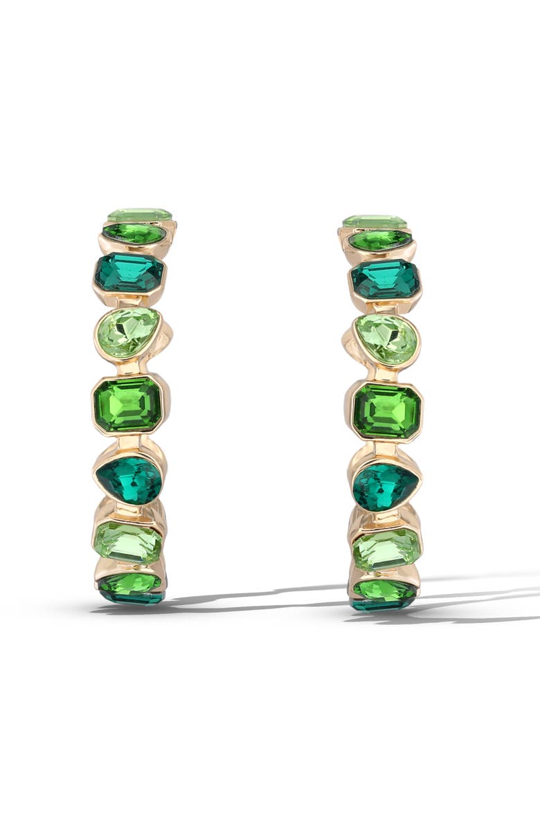 Jessica Simpson Gold-Tone Green Stone Hoop Earrings, Main, color, Green