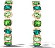 Jessica Simpson Gold-Tone Green Stone Hoop Earrings